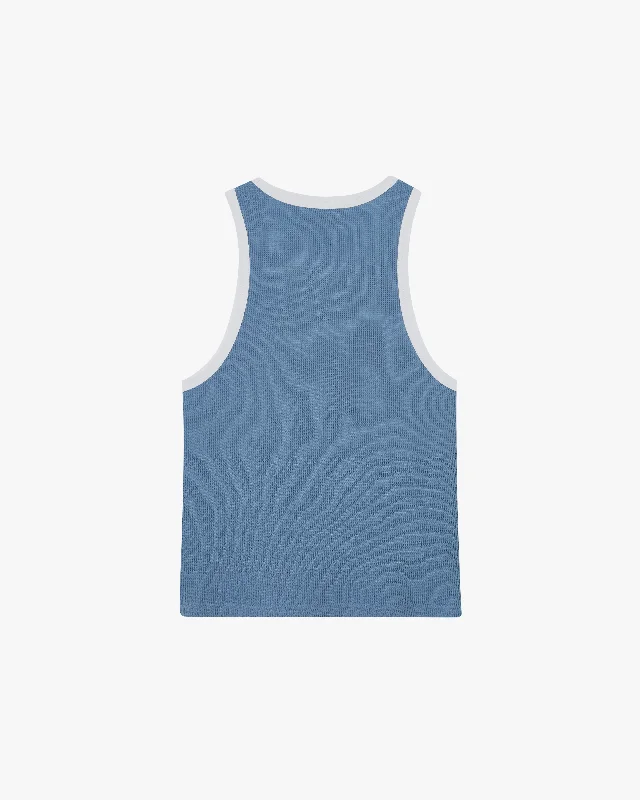 WAFFLE TANK TOP BLUE