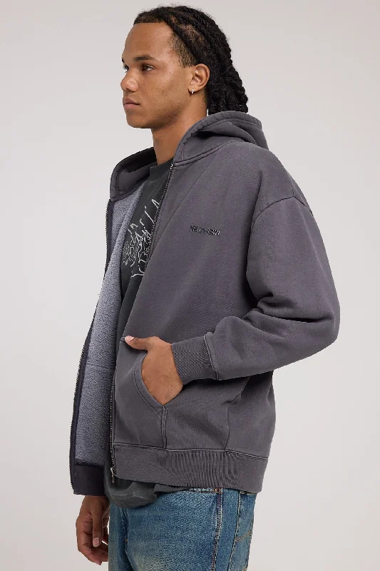 Neovision Base Zip Up Street Hoodie Washed Black