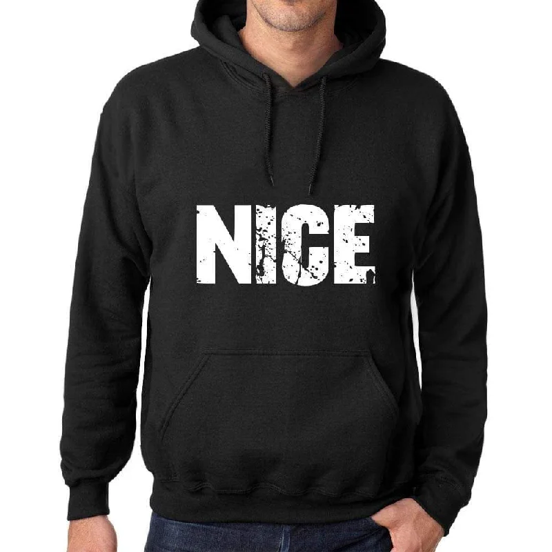 Men's Women's Unisex Printed Graphic Cotton Hoodie Soft Heavyweight Hooded Sweatshirt Pullover Popular Words NICE Deep Black