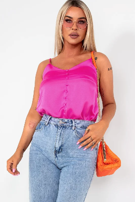 Oralie Pink Satin Cami Top