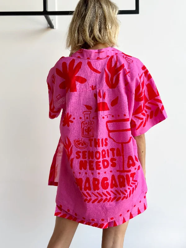 Patron Short Sleeved Shirt - Thirsty Work HOT PINK