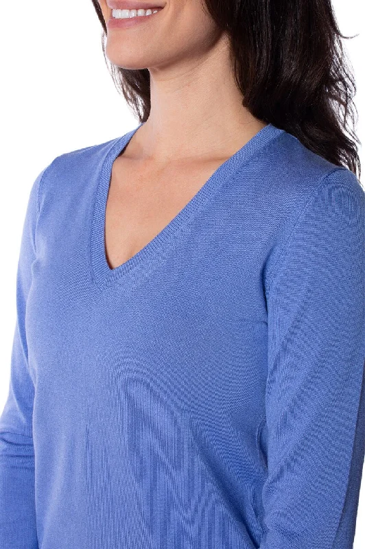 Periwinkle Stretch V-Neck Sweater