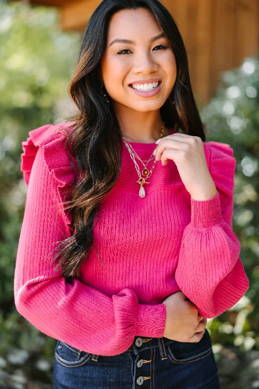 Reach Out Holly Berry Red Ruffled Sweater