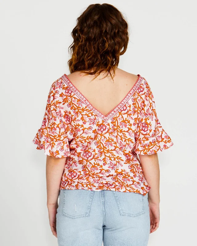 Sass Ashley V-Neck Top Pink Blossom