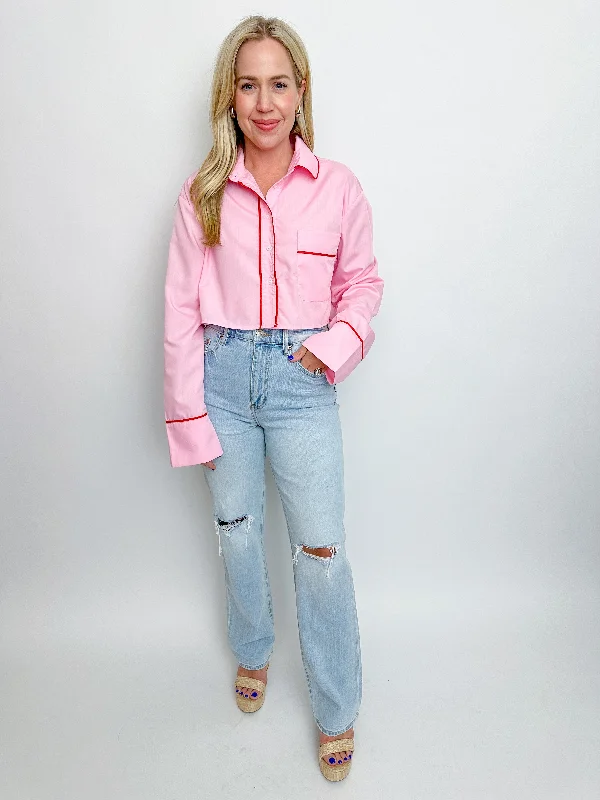 Blake Long Sleeve Crop Button Up