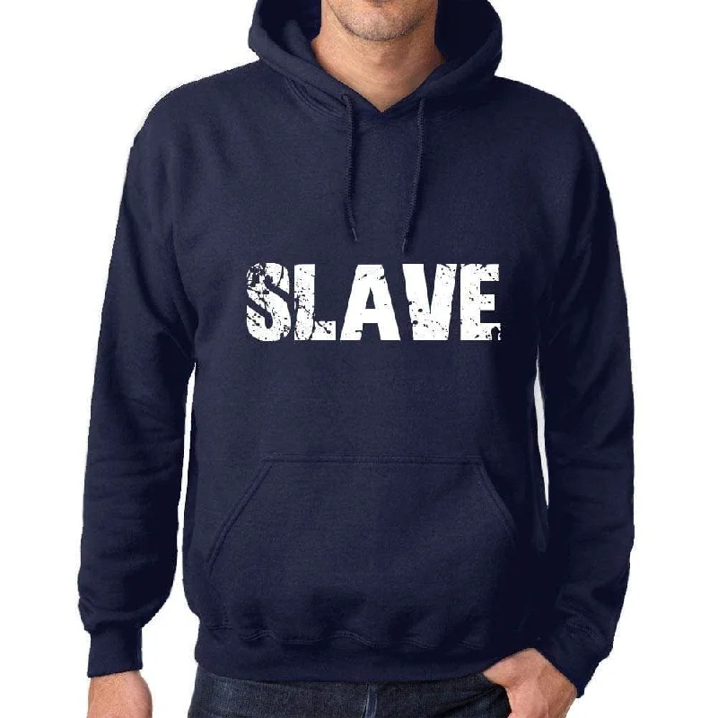 Unisex Printed Graphic Cotton Hoodie Popular Words SLAVE French Navy