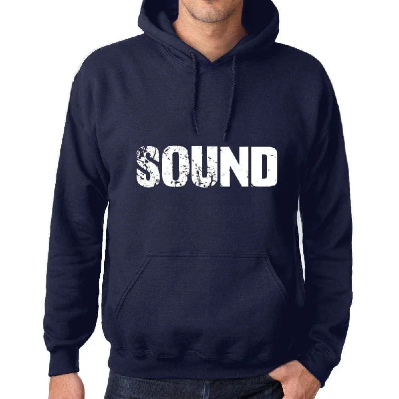 Unisex Printed Graphic Cotton Hoodie Popular Words SOUND French Navy