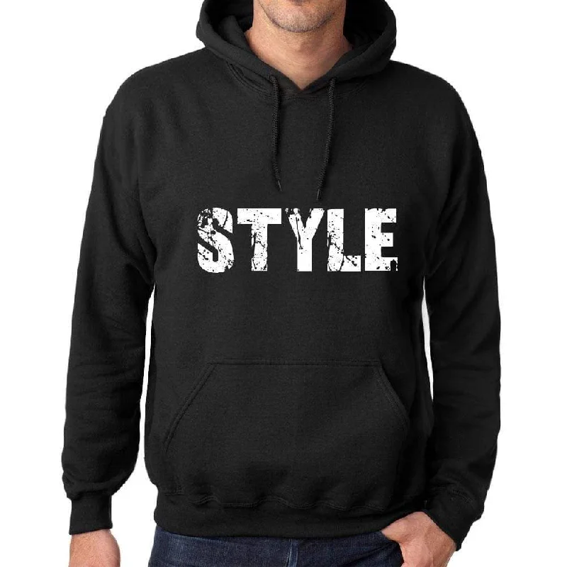 Men's Women's Unisex Printed Graphic Cotton Hoodie Soft Heavyweight Hooded Sweatshirt Pullover Popular Words STYLE Deep Black