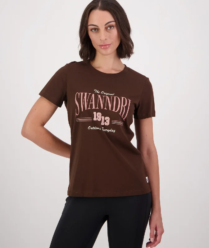 Swanndri Varsity Printed T Shirt Coffee