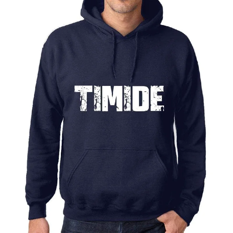 Unisex Printed Graphic Cotton Hoodie Popular Words TIMIDE French Navy