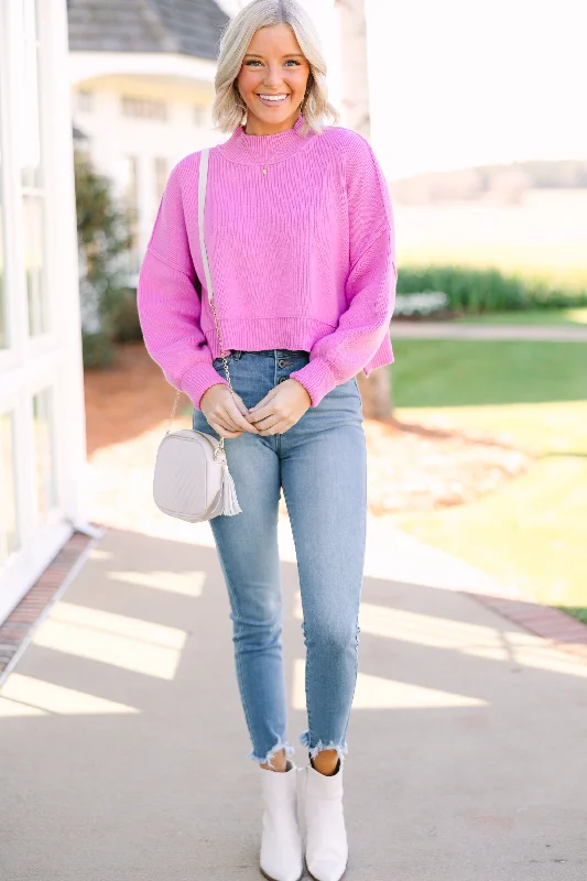 Where I Am Candy Pink Cropped Sweater