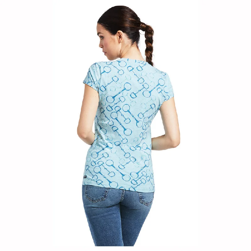 10039443 Ariat Women's Snaffle Short Sleeve T-Shirt - Milky Blue Heather