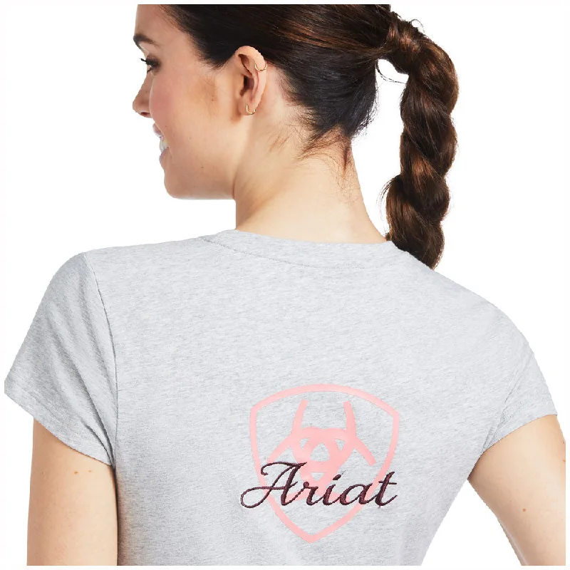 10039651 Ariat Women's Logo Script Short Sleeve T-Shirt - Heather Grey