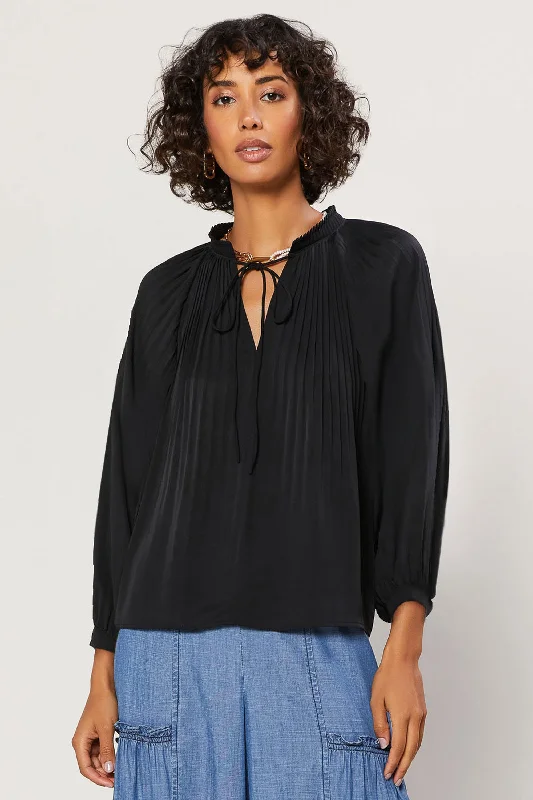 Pleated Split Neck Top