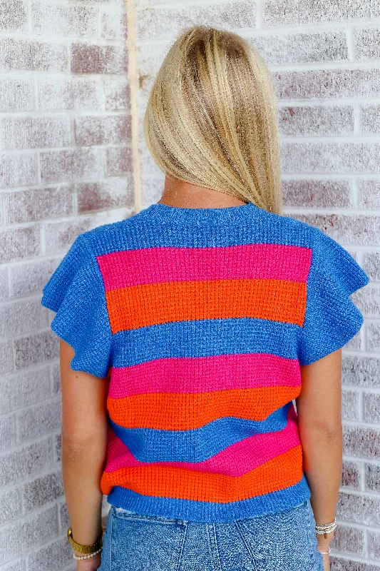 All The Same Short Sleeve Multi Color Knit Top