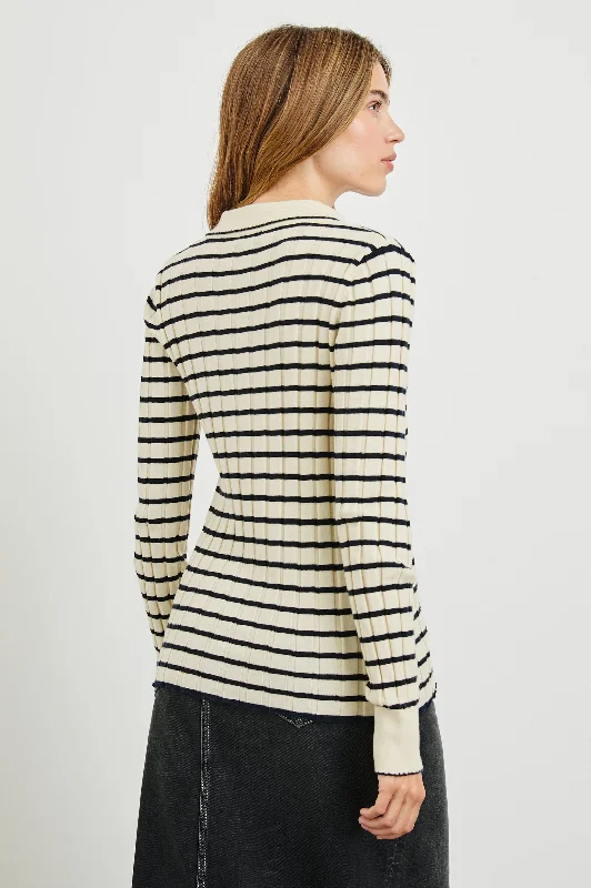 AURELIA TOP - IVORY NAVY STRIPE