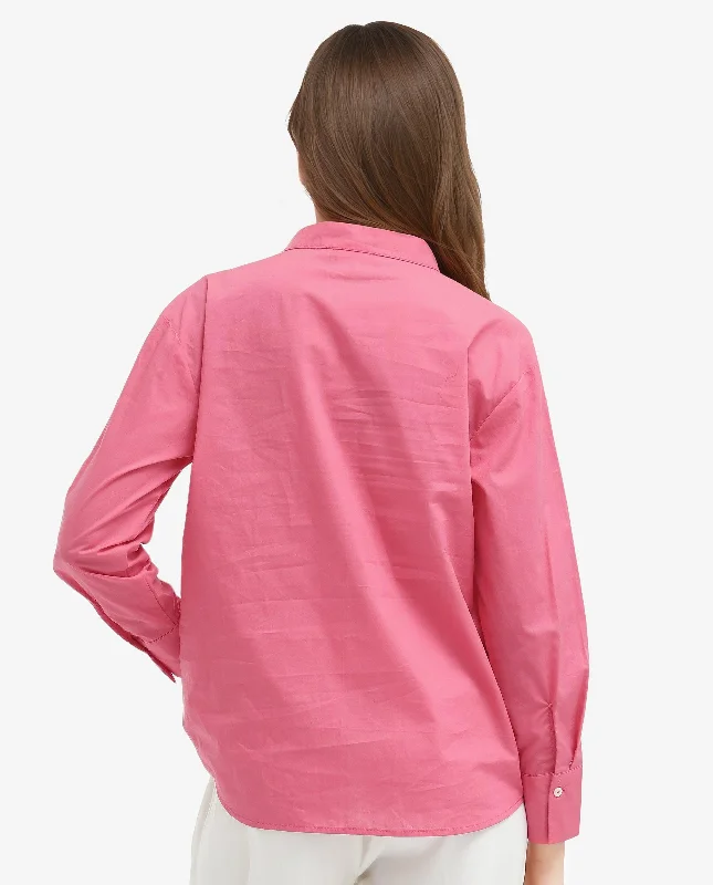 Rareism Women'S Aytac Light Pink Cotton Fabric Mandarin Collar Solid Shirt