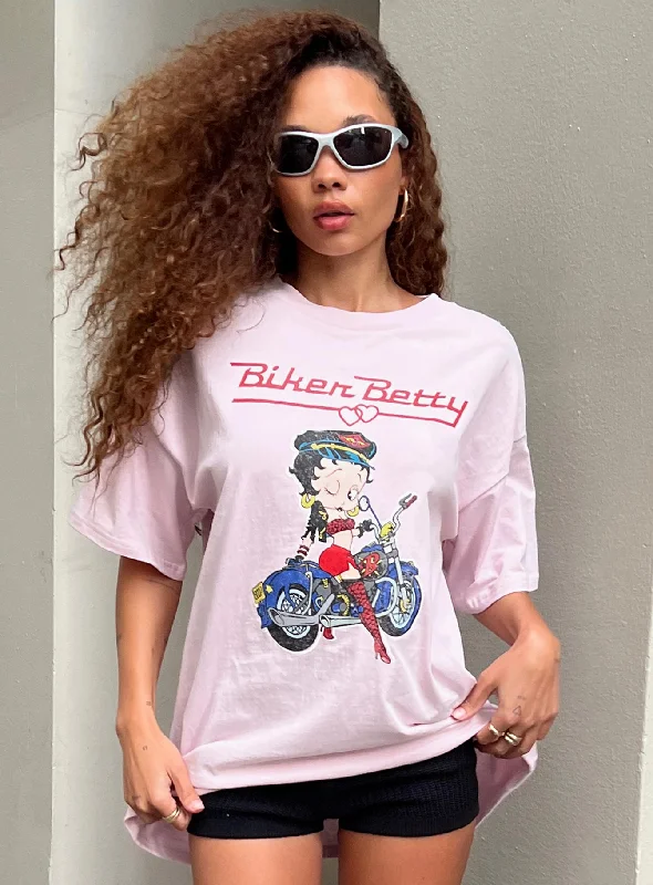 Betty Boop Oversized Biker Tee Pink