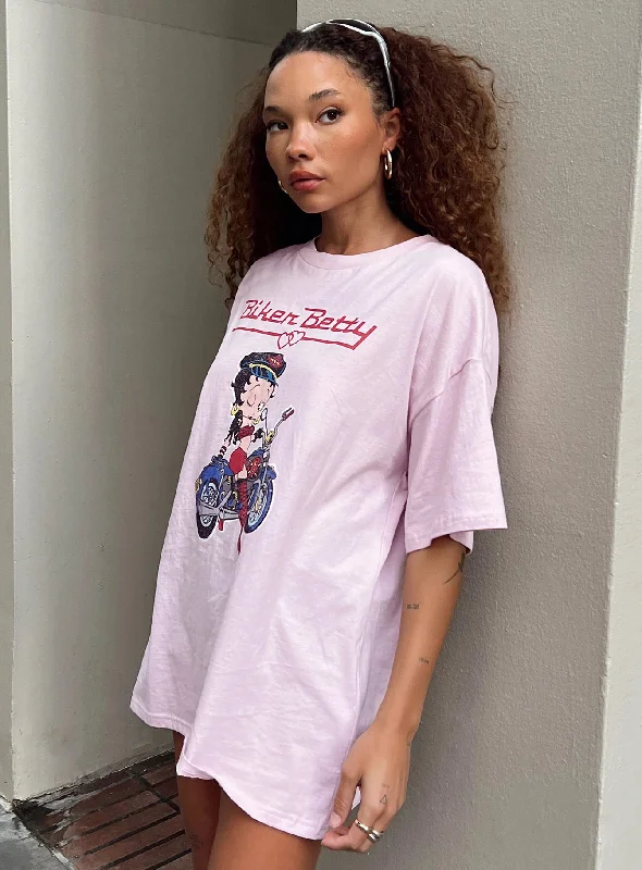 Betty Boop Oversized Biker Tee Pink