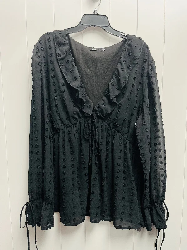 Black Blouse Long Sleeve Boohoo Boutique, Size 20