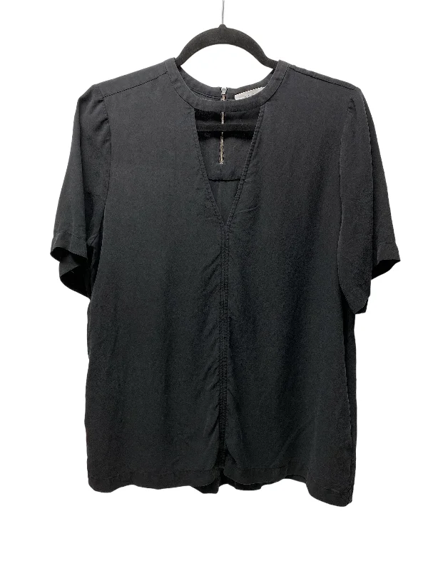 Black Blouse Short Sleeve Alc, Size M