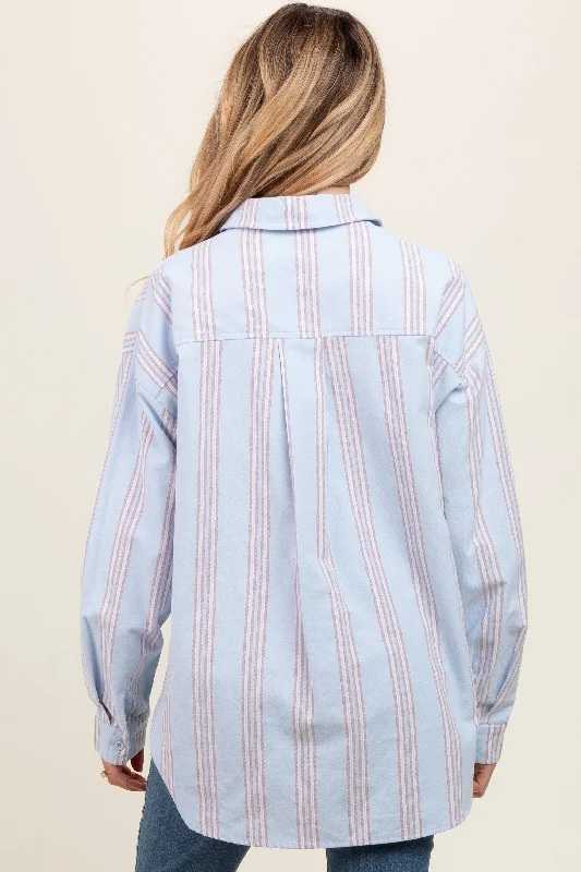 Blue Stripe Button Down Maternity Shirt