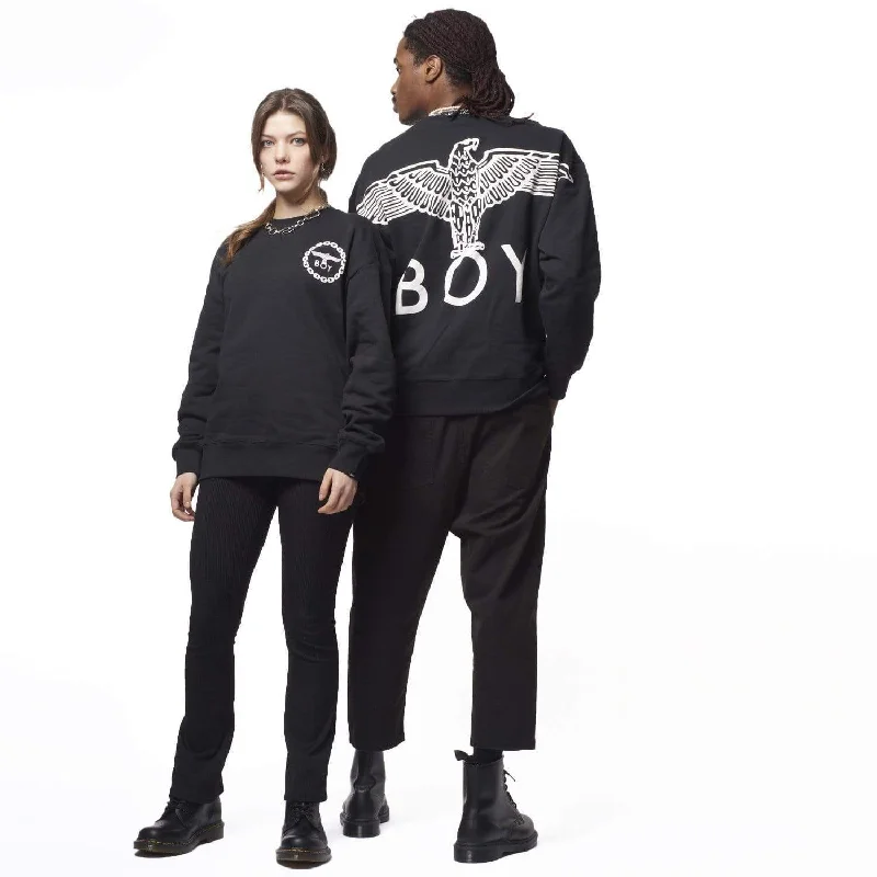 BOY EAGLE BACKPRINT SWEATSHIRT - BLACK/WHITE