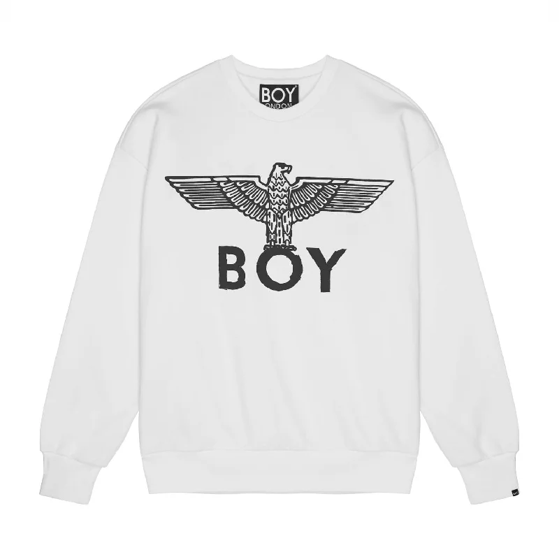 BOY EAGLE SCRIBBLE SWEATSHIRT WOMENS - WHITE/BLACK