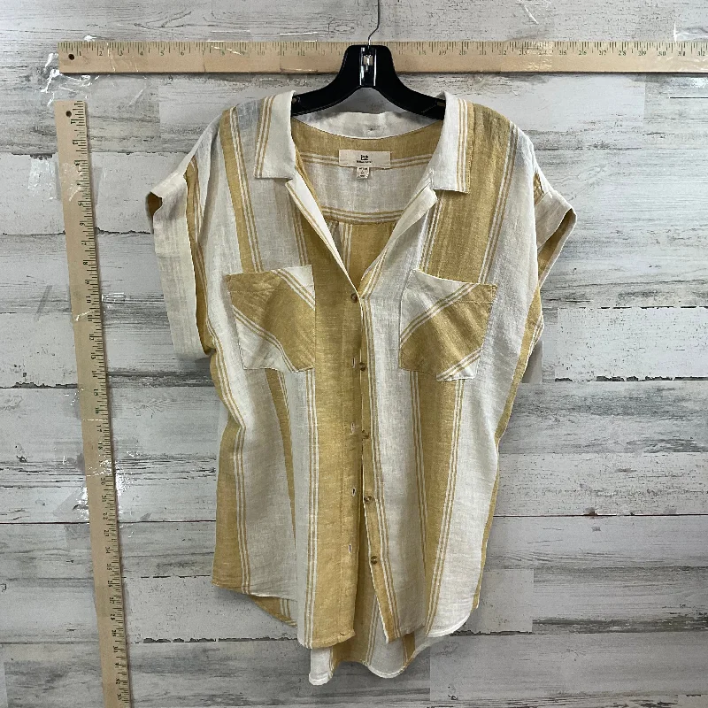 Brown & Cream Blouse Short Sleeve Thread And Supply, Size M