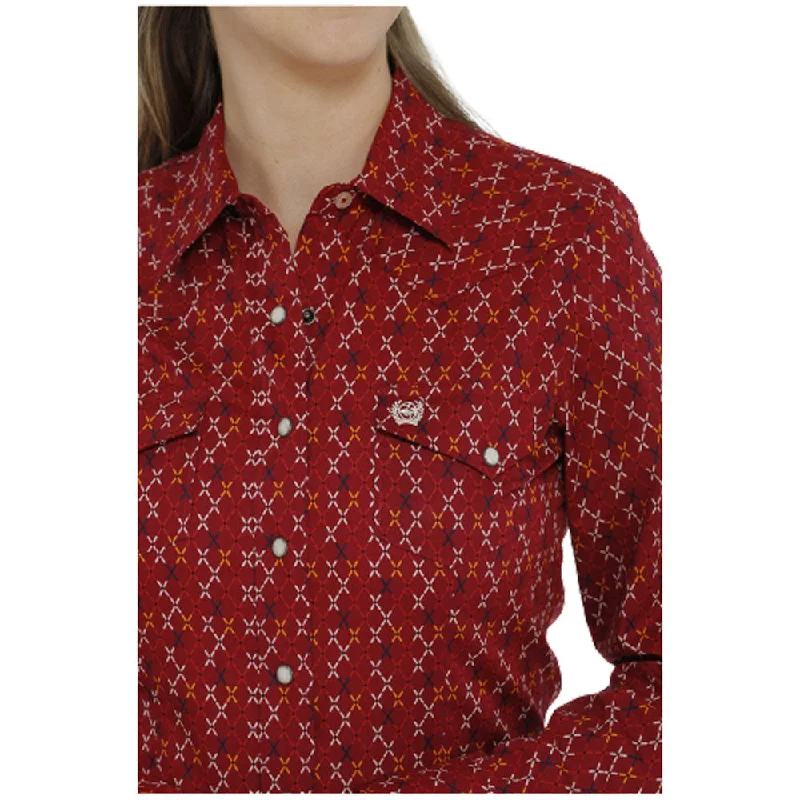 MSW9201036 Cinch Women's Long Sleeve Snap Shirt - Red