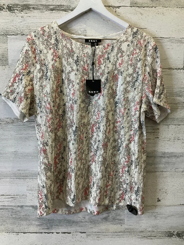 Cream Blouse Short Sleeve Dkny, Size L