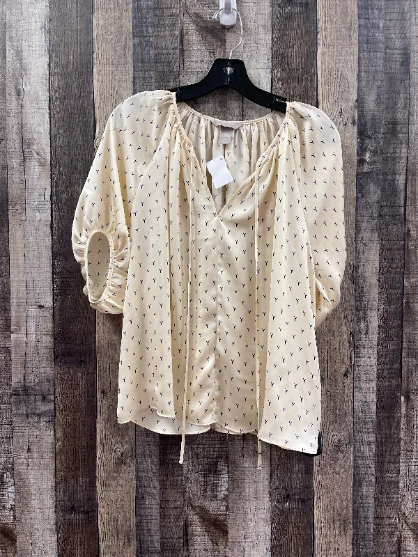 Cream Blouse Short Sleeve H&m, Size S