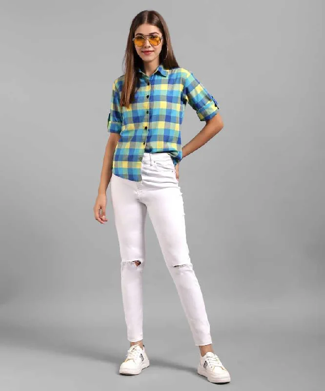 TANDUL  Women Regular Fit Self Design, Checkered Casual Shirt