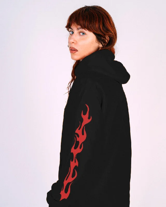 Eat Plants Goth Flames - Hoodie - Black - RECYCLED X ORGANIC