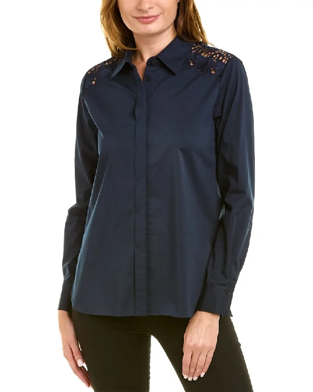 Elie Tahari Embroidered Shoulder Shirt