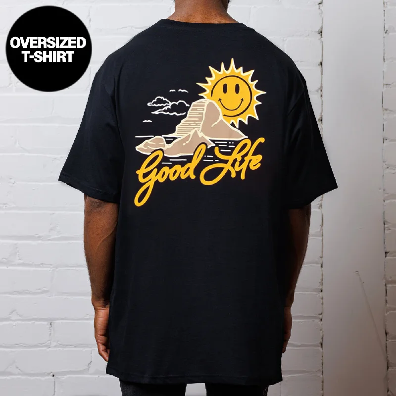 Es Vedrà Good Life Back  - Oversized Tshirt - Black