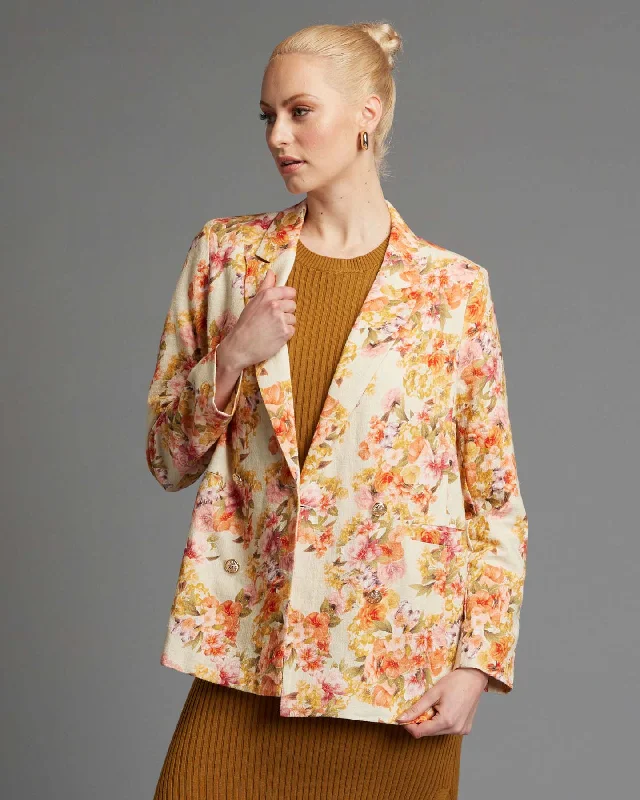 Fate Last Dance Structured Blazer Cream Floral