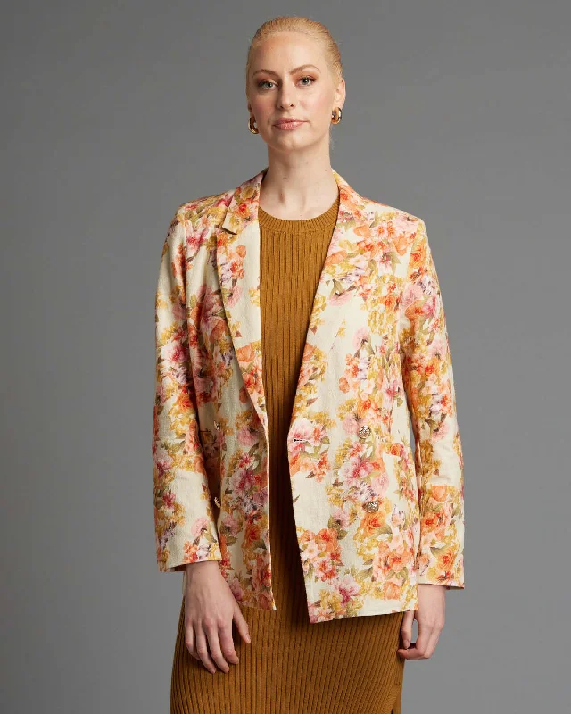 Fate Last Dance Structured Blazer Cream Floral