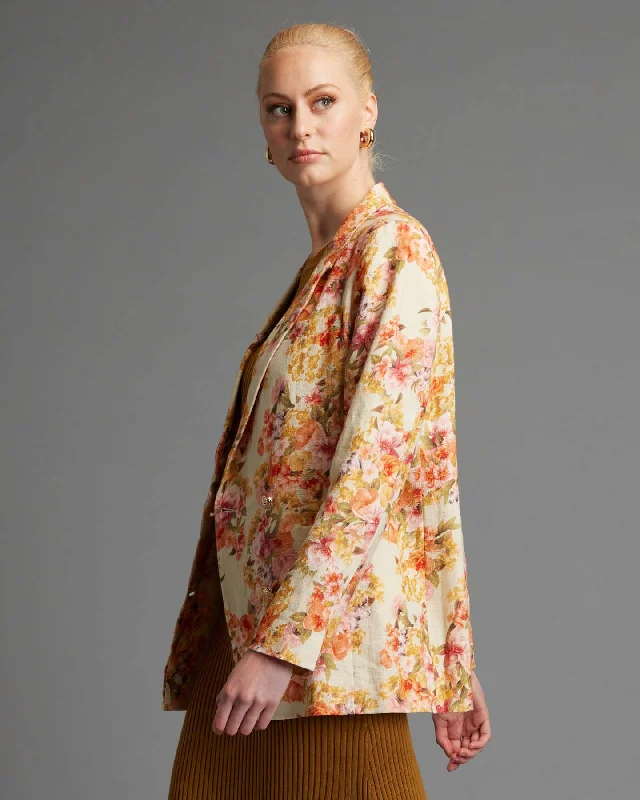 Fate Last Dance Structured Blazer Cream Floral