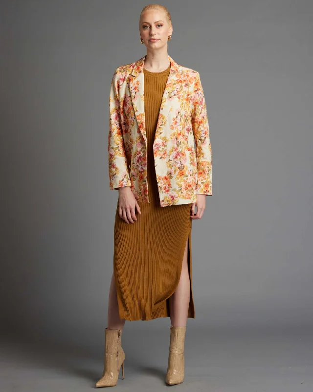 Fate Last Dance Structured Blazer Cream Floral