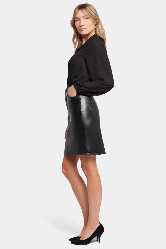 Faux Leather 5 Pocket Skirt - Black