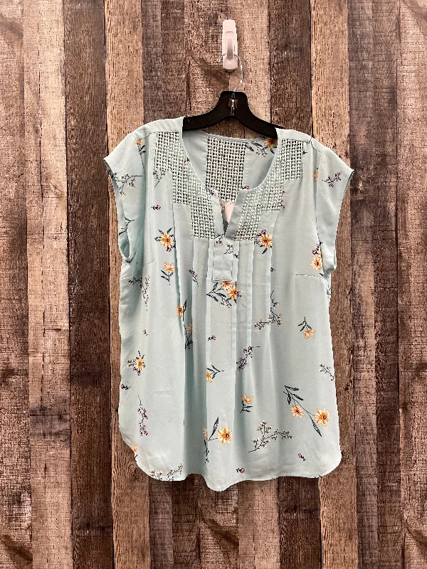 Floral Print Blouse Short Sleeve Daniel Rainn, Size L