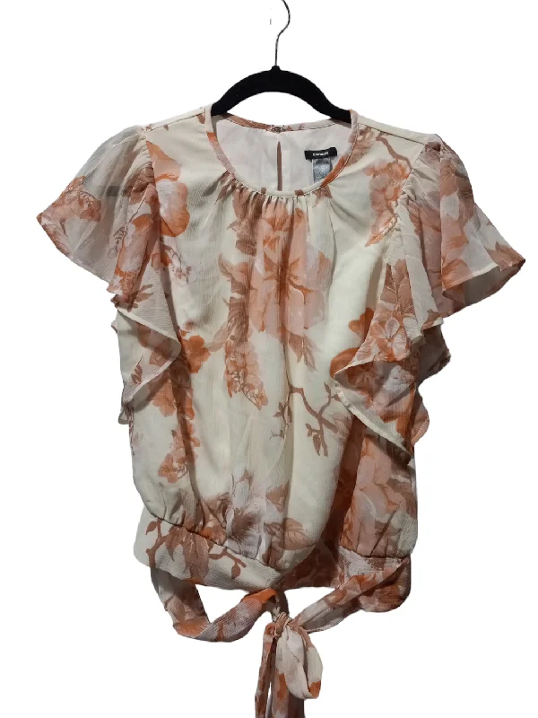 Floral Print Blouse Short Sleeve Express, Size S