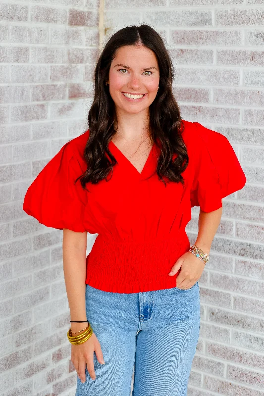 Game Day Girly Short Sleeve Woven Blouse