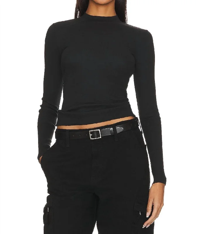 Gina Mock Neck Top In Black