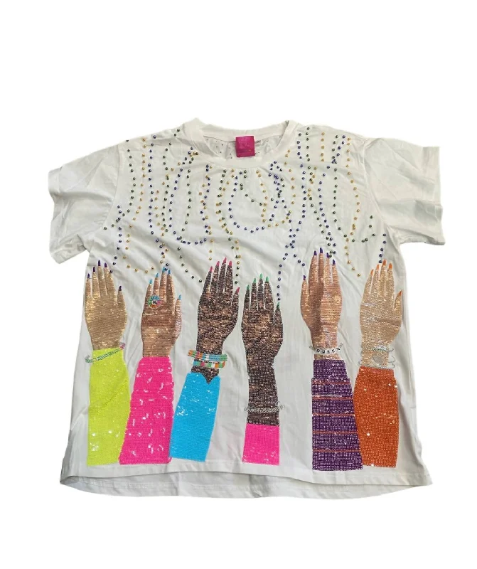 Hands Catching Beads Tee In White