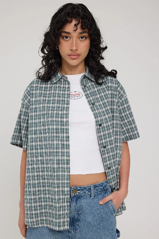 Hard Yakka Create HYC Short Sleeve Check Shirt Scrubs Green