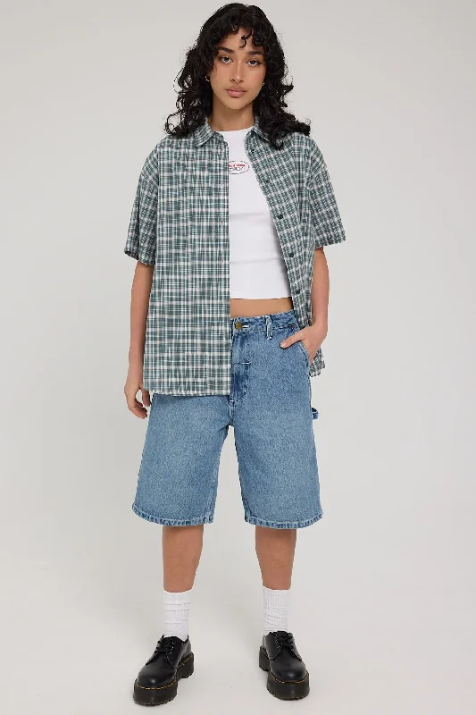 Hard Yakka Create HYC Short Sleeve Check Shirt Scrubs Green