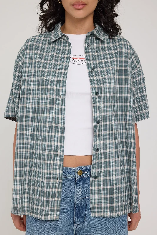 Hard Yakka Create HYC Short Sleeve Check Shirt Scrubs Green