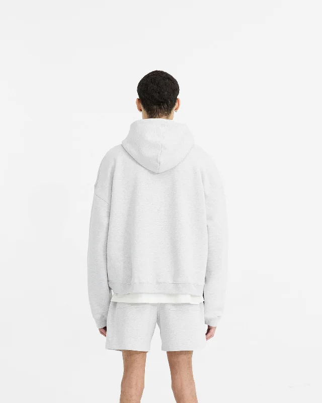 Initial Boxy Zip Through Hoodie - Ice Grey Marl